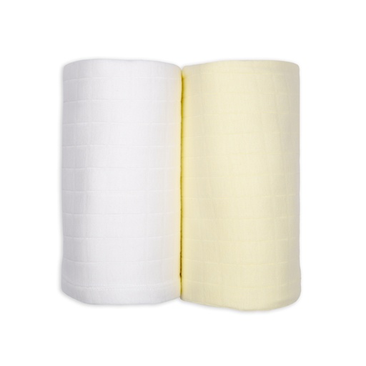 [585001] Lodger | Tetra Doek Solid Hydrofiel Cloud Dancer/Butter Wit/Geel 110x110cm 2-pack