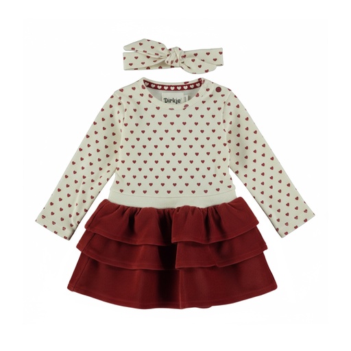 Dirkje | Jurk met Haarband Girls Amour & Love Paws Antique White