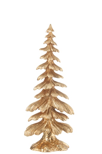 [586749] J-Line | Beeld Kerstboom Denneboom Resine Goud 14,5x9x36cm