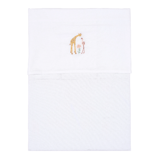 [587470] Little Dutch | Laken Ledikant Safari Friends Flamingo Wit 110x140cm