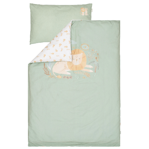 [587624] Little Dutch | Donsovertrek Safari Friends Safari Leo Groen 100x140cm