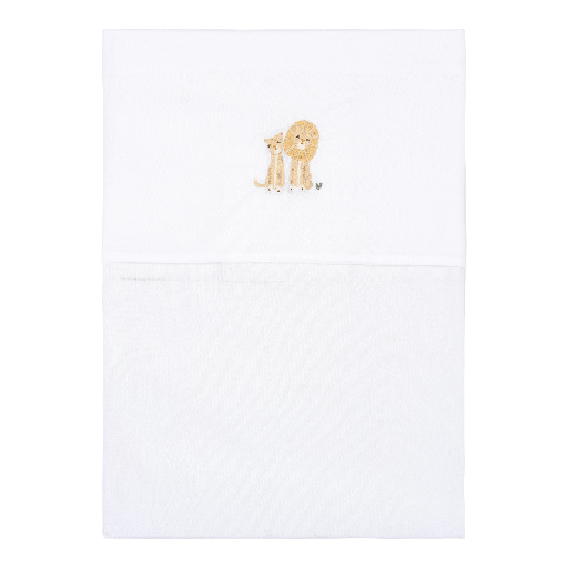 [587744] Little Dutch | Laken Ledikant Safari Friends Leeuw Wit 110x140cm