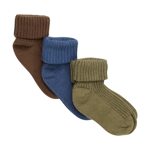 Minymo | Kousen Uni Dark Olive/Blue/Brown