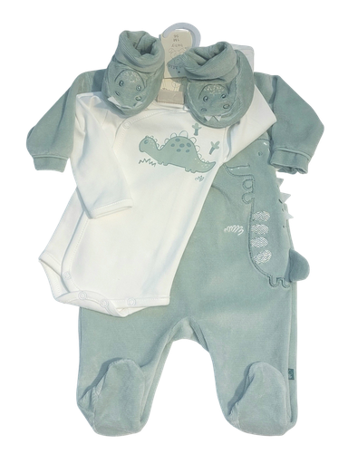 Picco Mini | Giftset Outfit Pyjama/Body/Pantoffels Frosty Green
