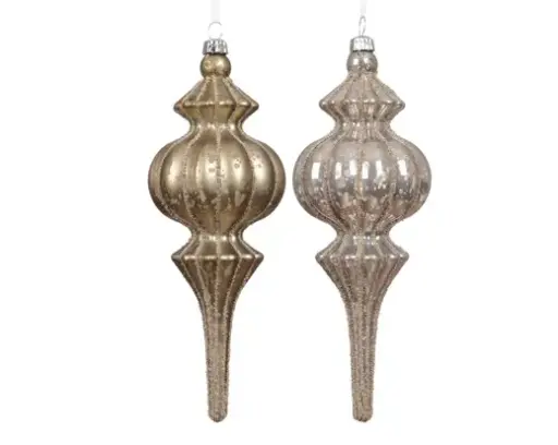 [591368] Decoris | Hangfiguur Polystyreen Ornament Mercury Glitter Smokey Parel Ø7x17cm Assortiment 