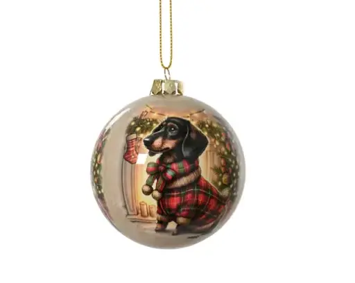 [591375] Decoris | Kerstbal Polyfoam Shiny Dog Ø8cm