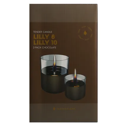 [591949] Tenderflame | Kaars Lilly 8 en 10 Chocoladebruin 2-pack