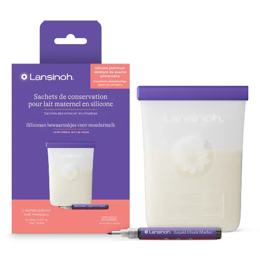 [592086] Lansinoh | Bewaarzakjes vr Moedermelk Siliconen 240ml 5-pack