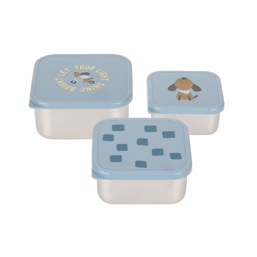 [592251] Laessig | Bewaarpotje Pattern Snackbox Stainless Party Blue 3-pack