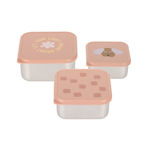 [592252] Laessig | Bewaarpotje Pattern Snackbox Stainless Party Rose 3-pack