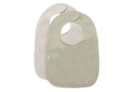[592384] Jollein | Slabbetje Soft Matcha/Sand Badstof Drukknopen Groen/Ecru 2-pack