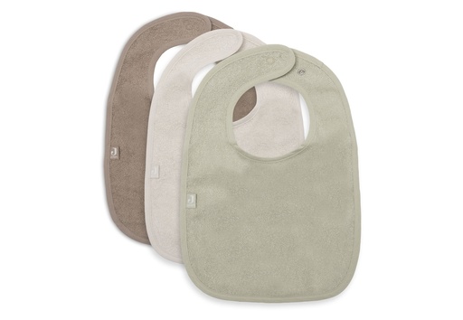 [592386] Jollein | Slabbetje Sand/Soft Matcha/Milky Coffee Badstof Drukknopen Ecru/Groen/Bruin 3-pack