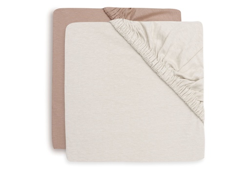 [592528] Jollein | Hoeslaken Light Terra/Oatmeal Jersey Roze/Ecru 70/75x140/150cm 2-pack