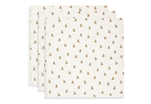 [592617] Jollein | Tetra Doek Mini Teddy Bear Ecru/Bruin 70x70cm 3pack