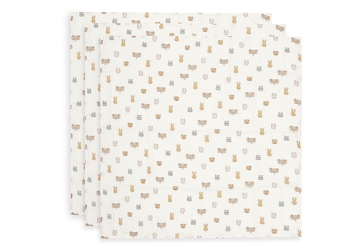 [592619] Jollein | Tetra Doek Jollies Ecru 70x70cm 3-pack