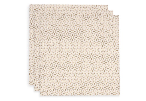 [592630] Jollein | Tetra Doek Soft Plumes Ecru/Bruin 70x70cm 3-pack