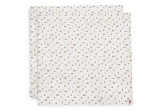 [592632] Jollein | Tetra Doek Jollies Ecru 115x115cm 2-pack