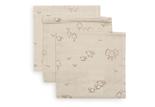 [592645] Jollein | Monddoekje Woolly Zand 31x31cm 3-pack