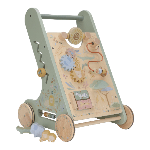 [592719] Little Dutch | Loophulp Safari Friends Activiteiten Loopwagen Groen +12m