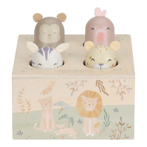 [592725] Little Dutch | Educatief Speelgoed Safari Friends Pop-Up Hout Groen +12m