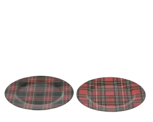 [592755] Decoris | Decoratie Bord Kerst Onderzetbord Rood/Groen Ø33cm Assortiment 