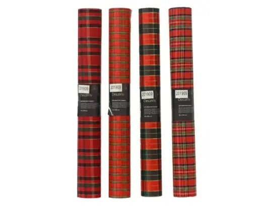 [592756] Decoris | Decostof Kerst Rood/Groen 200x35cm Assortiment 