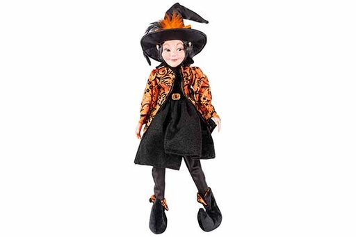[593381] Cosy & Trendy | Figuur Heks Deluxe Oranje/Zwart 30x30xH50cm
