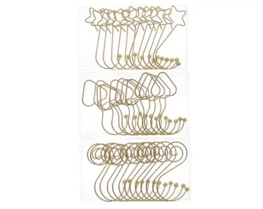 [593440] Decoris | Haakjes Ster/Hart/Krul Assortiment Licht Goud 12-pack