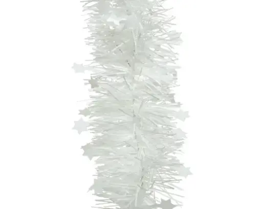 [593451] Decoris | Slinger Guirlande Pet Lametta Star Tinsel Winterwit Ø9x270cm