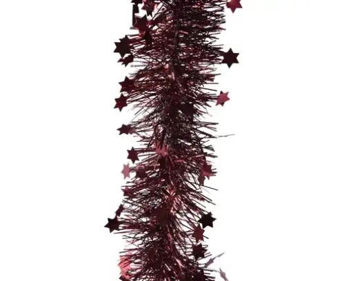 [593452] Decoris | Slinger Guirlande Pet Lametta Star Tinsel Ossenbloed Ø9x270cm
