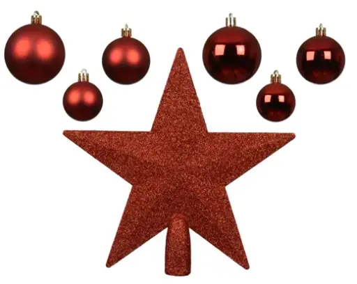 [593477] Decoris | Hangfiguur Decoratiepakket Kerstrood Piek/Kerstballen 91-delig 