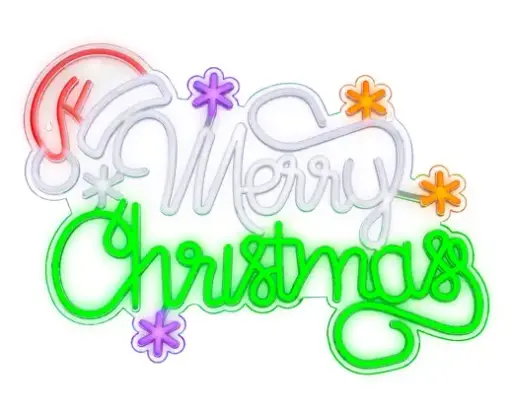 [593529] Lumineo | Verlichting LED Tekst Plastic "Merry Christmas" 1,4x63x41,5cm