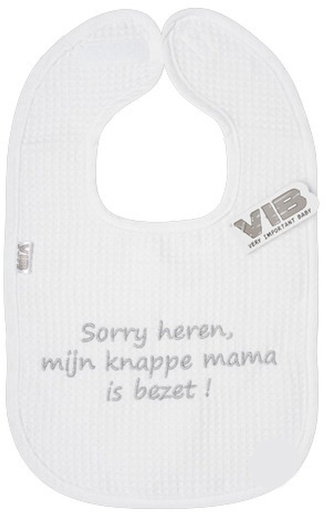 [593551] VIB | Slabbetje "Sorry heren, mijn knappe mama is bezet!" Wit/Zilver