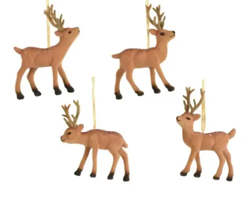 [593920] Decoris | Hangfiguur Hert Polystyreen Flock 10x4x12cm Assortiment