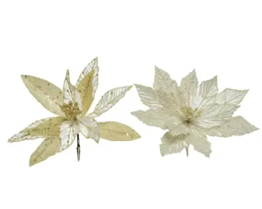 [594188] Decoris | Sierbloem op Clip Ivoor/Goud Ø28x3cm Assortiment
