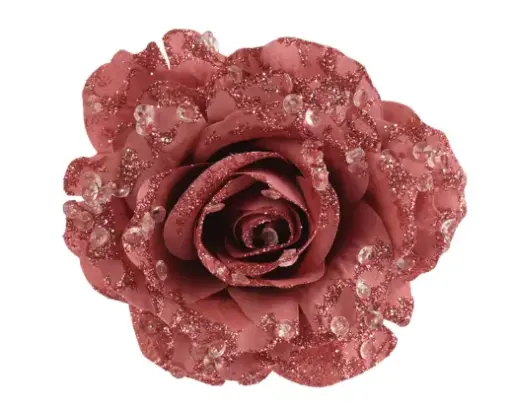 [594300] Decoris | Sierbloem op Clip Roos Rood Ø14x8cm