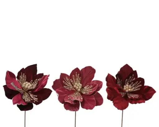 [594313] Decoris | Sierbloem Poinsettia Polyester Fluweel Rood Ø40x55cm Assortiment
