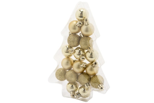 [594933] Cosy & Trendy | Kerstbal Mix Goud Kunststof Ø3cm 17-pack 
