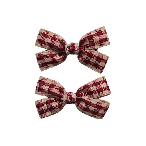 [595258] Busy Lizzie | Haarspeld Bow Check Red 2-pack