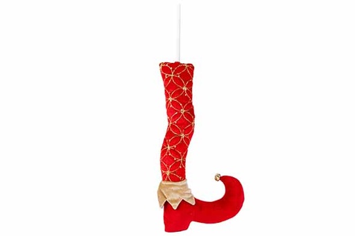 [597045] Cosy & Trendy | Figuur Kerstschoen Elf Rood/Wit 20x7x55cm