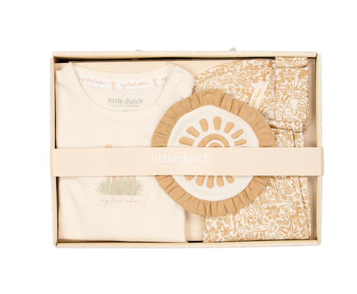 Little Dutch | Giftset Safari Friends Outfit/Muts/Fopspeendoekje Beige