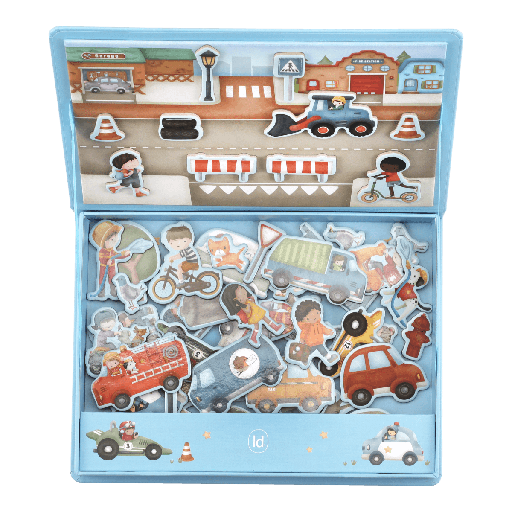 [597335] Little Dutch | Magnetisch Speelbord Jim's Voertuigen Magnetisch Speelbord Karton +36m