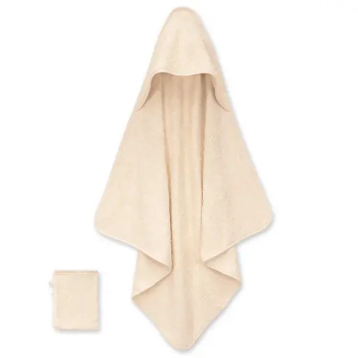 [597398] Bemini | Badcape Badstof met Washandje Cream 90x90cm      