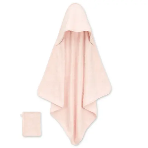 [597400] Bemini | Badcape Badstof met Washandje Rosa 90x90cm       