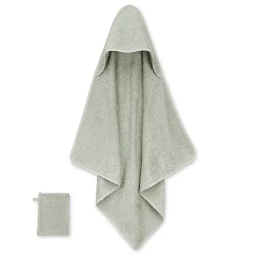 [597403] Bemini | Badcape Badstof met Washandje Kaki 90x90cm  