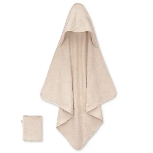 [597404] Bemini | Badcape Badstof met Washandje Sesame 90x90cm   
