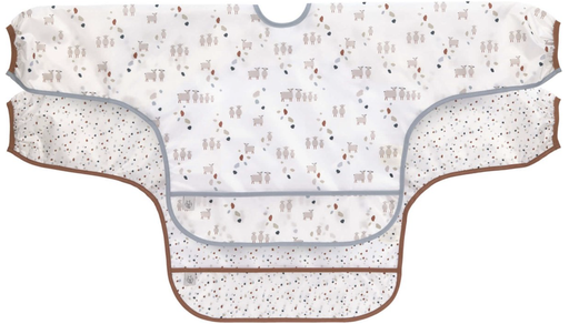 [400479] Laessig | Slabbetje Tiny Farmer Sheep/Goose met Mouwen Long Sleeve Bib Blue 2-pack