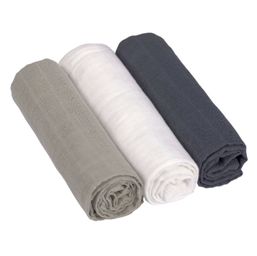 [408629] Laessig | Tetra Doek Swaddle & Burp, 85x85cm olive/navy/milky,Blanket L,3-pack