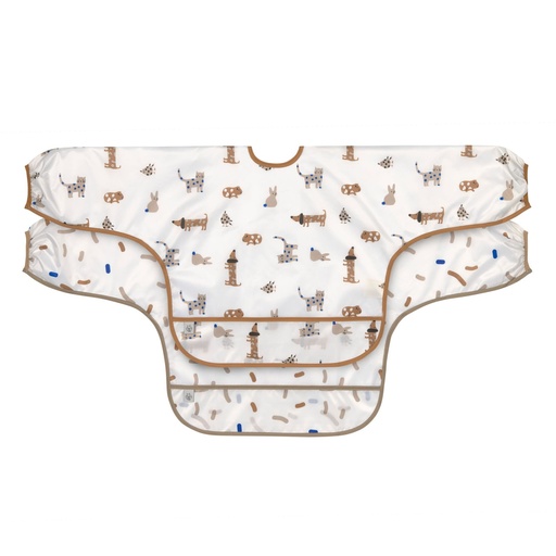 [451445] SLABBETJE, Little Mateys royal blue, met mouwen, met kruimelvanger, waterdicht, 2 stuk(s), Long Sleeve Bib, 2023