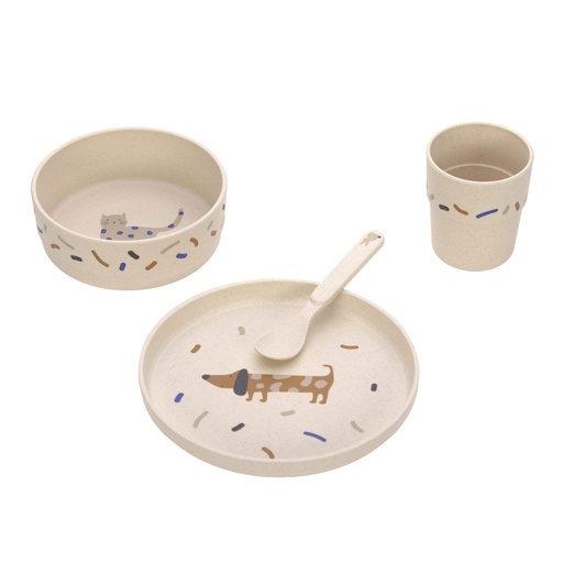[451460] Laessig | Eetset Dish Set Little Mateys Royal Blue PP/Cellulose 4-delig